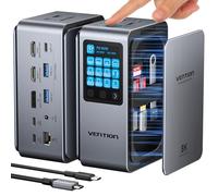 VENTION 13-in-1 Laptop Docking Station with Touch Smart Display,USB C Docking Station Dual Monitor for Dell,HP and MacBook,8K Triple Display 1*DP,2*HDMI,10Gbps USB 3.2,100W PD with 2 USB-C Cables