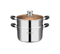 VENTION 2 Tier Steamer Cooking, Food Steamer 22 cm, Vegetable Steamer Induction, Stainless Steel Steamer Pan, Capsule Bottom
