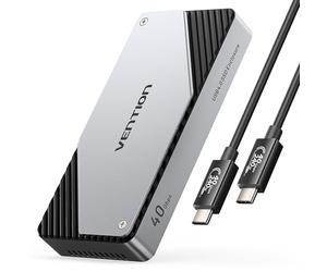 VENTION 40Gbps M.2 NVMe SSD Enclosure, Aluminium PCIe NVMe Enclosure with Cooling Fan, Tool-Free SSD Enclosure for USB4/Thunderbolt 3/4, Support M & M+b Key & Sizes 2230/2242/2260/2280 PCIe SSDs