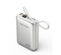 VENTION 45W 20000mAh Mini Power Bank with Built-in USB-C Cable, PD/PPS Fast Charging Portable Charger, Mobile Phone Battery Pack with LED Digital Display for iPhone 16/15/14 Galaxy S25/S24 iPad(Beige)