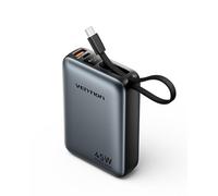 VENTION 45W 20000mAh Mini Power Bank with Built-in USB-C Cable, PD/PPS Fast Charging Portable Charger, Mobile Phone Battery Pack with LED Digital Display for iPhone 16/15/14 Galaxy S25/S24 iPad(Gray)