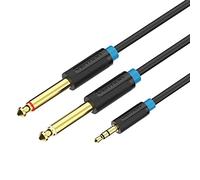 VENTION Double 6.35mm Mono Cable (2m/6.5ft), Aux Cabo 3.5mm 1/8 inch to Dual 6.35mm 1/4 inch Audio Splitter Cable Digital Interface Cable Instrument Cable for Recorder Electric Guitar Amplifier
