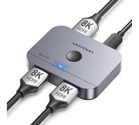 VENTION HDMI Switch Bi-Directional 8k@60Hz - 2 in 1 Out/1 in 2 Out Switcher With Manual Hub, 4K@120Hz 48Gbps for PS5/PS4, Xbox, Blu-Ray Player, Apple TV