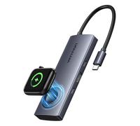 VENTION Laptop Docking Station 6-in-1 USB C Hub with 5W Wireless Charging, Usb Multiport Adapter with 4K@60Hz HDMI, 100W PD, USB-A Ports, Compatible with iWatch/AirPods, MacBook, iPhone 17, Galaxy S25