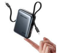 VENTION Mini 45w Power Bank, small 10000mAh Portable Charger, USB C Battery Pack Fast Charging, Built-in USB C and Lightning Cables, Travel Essentials PowerBank for iPhone 17, Galaxy S25, LED Display