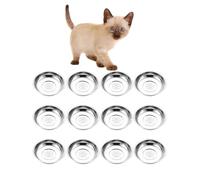 VENTION Shallow Stainless Steel Cat Bowl Whisker Friendly, Outer Dia. 12.5 cm Small Cat Dish, Set of 12 Replacement Kitten Bowls 220 ml for Raised Feeding Stand