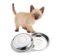 VENTION Shallow Stainless Steel Cat Bowl Whisker Friendly, Outer Dia. 12.6 cm Small Cat Dish, Set of 2 Replacement Kitten Bowls 220 ml for Raised Feeding Stand