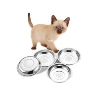 VENTION Shallow Stainless Steel Cat Bowl Whisker Friendly, Outer Dia. 12.6 cm Small Cat Dish, Set of 4 Replacement Kitten Bowls 220 ml for Raised Feeding Stand