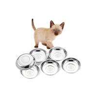 VENTION Shallow Stainless Steel Cat Bowl Whisker Friendly, Outer Dia. 12.6 cm Small Cat Dish, Set of 6 Replacement Kitten Bowls 220 ml for Raised Feeding Stand