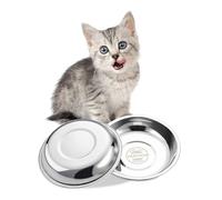 VENTION Shallow Stainless Steel Cat Bowl Whisker Friendly, Outer Dia. 14.6 cm Small Cat Dish, Set of 2 Replacement Kitten Bowls 320 ml for Raised Feeding Stand