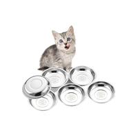 VENTION Shallow Stainless Steel Cat Bowl Whisker Friendly, Outer Dia. 14.6 cm Small Cat Dish, Set of 6 Replacement Kitten Bowls 320 ml for Raised Feeding Stand