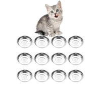 VENTION Shallow Stainless Steel Cat Bowl Whisker Friendly, Outer Dia. 14.7 cm Small Cat Dish, Set of 12 Replacement Kitten Bowls 320 ml for Raised Feeding Stand