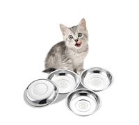 VENTION Shallow Stainless Steel Cat Bowl Whisker Friendly, Outer Dia. 16.8 cm Small Cat Dish, Set of 4 Replacement Kitten Bowls 450 ml for Raised Feeding Stand