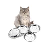 VENTION Shallow Stainless Steel Cat Bowl Whisker Friendly, Outer Dia. 18.6 cm Small Cat Dish, Set of 4 Replacement Kitten Bowls 600 ml for Raised Feeding Stand