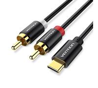 VENTION USB C to 2 RCA Audio Cable 5ft/1.5M, Type-C to RCA Male to Male Y RCA Splitter, 2RCA Jack USB-C Audio Cable for Phone, Tablet, Home Theater, DVD, Amplifier, Speaker, Car Stereo.