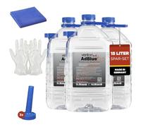 Venton 15 L Adblue (3 x 5 L) + Microfibre Cloth + 2 x Gloves + 3 x Funnels, 15 Litre Ad Blue [Made in Germany] Additive for Diesel Engine, Urea Solution, 3 x 5 L Canisters, Diesel Additive