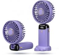 Ventox Handheld Fan Rechargeable, Mini Portable Fan with LED Display & 5 Speeds, 5000mAh, Foldable 90° Adjustable Desk, Personal, Neck Fans for Home, Office, Outdoor & Travel (Purple)