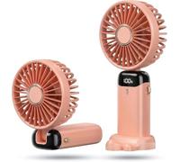 Ventox Handheld Fan Rechargeable, Mini Portable Fan with LED Display & 5 Speeds, 5000mAh, Foldable 90° Adjustable Desk, Personal, Neck Fans for Home, Office, Outdoor & Travel (Pink)