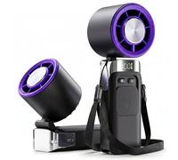 Ventox Rechargeable Handheld Fan, Grey-purple, 3600mAh Battery Up to 12H Cooling Mini Portable Fan with Lanyard, Digital Display, C Type USB Hand Held Fans 100 Speeds, 135° Adjustable Angle Airflow