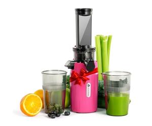Ventray Ginnie Mini Cold Press Juicer, Small Slow Masticating Juicer for Vegetables and Fruits, High Juice Yield, Easy to Clean, Space-Saving, Fit for Personal/Travel/Picnic/Office - Pink