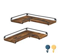 Ventryn 2-Piece Floating Shelves, Rustic Kitchen Corner Wall Storage in Brown Ventryn Brown