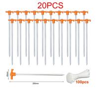 Ventryn 20 xHard Ground 25cm Rock Peg Hi Vis Hook Top Camping Awning Tent in Orange Ventryn Orange