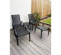 Ventryn Brooke 5 piece black garden bistro set with foot stools Ventryn Black