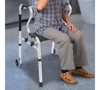 Ventryn Folding Walking Frame With Seat Adjustable Zimmer Walker in Silver Ventryn Silver