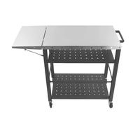 Ventryn Grill Cart With Foldable Side Table Cooking Prep Work Table in Black Ventryn Black