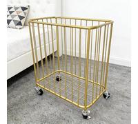 Ventryn Rotating Metal Laundry Storage Basket with Smooth Rolling Casters in Gold Ventryn Gold