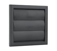 Vents 100mm Black External Wall Vent Cover with Gravity Shutters | 155 x 155mm Square Fascia For Bathroom Extractor Fans And Tumble Dryer Installations.