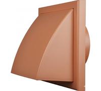 Vents 100mm Terracotta Cowled External Wall Vent Cover with Gravity Flap | 155 x 155mm Faceplate For Extractor Fan Outlets And Standard Ventilation Ducting.