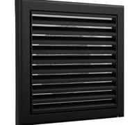 Vents 125mm Black Fixed Blade External Wall Vent Grille - 185 × 185 mm Diameter Vent Cover for Bathroom & Ventilation Ducting