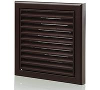 Vents 125mm Brown External Wall Vent Grille | Fixed Blade Design, 185 × 185 mm Faceplate, Suitable For Bathroom Extract And Round Duct Connections
