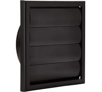 Vents 150mm Black External Wall Vent Cover - 185 x 185mm Diameter Gravity Flap Grille for Extractor Fans & Ventilation Ducting