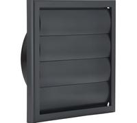 Vents 150mm Slate Grey External Wall Vent Cover - 185 x 185mm Diameter Gravity Flap Grille for Extractor Fans & Ventilation Ducting