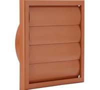 Vents 150mm Terracotta External Wall Vent Cover - 185 x 185mm Diameter Gravity Flap Grille for Extractor Fans & Ventilation Ducting