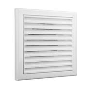 Vents 4 inch - 100 mm Square White Louvered Wall Ventilation Grille with Mesh for Extractor Loft Fan Bathroom Pipe Cover for Wall Ceiling Bedroom Living Room - Duct Extractor Grill