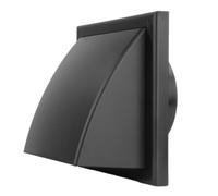 Vents 4 inch Black Plastic Cowled Air Vent Wall Grill with 100 mm Rear Spigot Ducting Gravity Flap Grille Cover for Hooded Cooker Hood Outlet Kitchen Bathroom Shed Extractor Fan Ventilation
