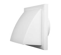 Vents 4 inch White External Hooded Cowl Ventilation Grill Cover with Backdraft Shutter 100 mm Plastic Cowled Vent Outlet Grille with Damper to Close Wall Air Con Exhaust Hose Pipe Extension