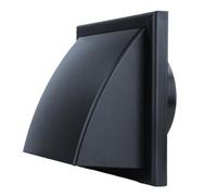 Vents 6 inch Black Plastic Cowled Air Vent Wall Grill with 150 mm Rear Spigot Ducting Gravity Flap Grille Cover for Hooded Cooker Hood Outlet Kitchen Bathroom Shed Extractor Fan Ventilation