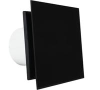 VENTS CRYSTALIS 100 mm 4 inch Silent Black Bathroom Extractor Fan with Humidity Moisture Sensor & Modern Design Glass Cover for Powerful Efficient Shower Kitchen Wet Rooms Ventilation