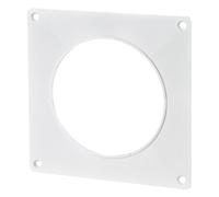VENTS UK 125mm Wall Plate for 5” Round Ducting - Square Plastic Vent Trim Plate with Fixing Holes - Neat Finish for Bathroom, Kitchen & Ventilation Duct Installations White
