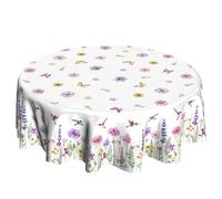 VentuCoven Spring Tablecloth Round 60 inch Floral Table Cloth Flower Table Cloths Circular Summer Tablecloths Circle for Kitchen Picnic Dinner Home Decor