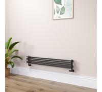 Ventura Linea Midnight Black Oval Unique Designer Radiator 175x1200mm Single Panel 1147 BTU - Horizontal Bars