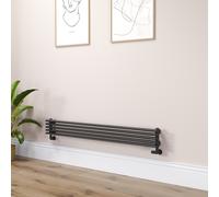 Ventura Linea Midnight Black Oval Unique Designer Radiator 175x1400mm Single Panel 1348 BTU - Horizontal Bars