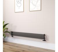 Ventura Linea Midnight Black Oval Unique Designer Radiator 175x1600mm Single Panel 1553 BTU - Horizontal Bars