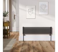 Ventura Linea Midnight Black Oval Unique Designer Radiator 245x1000mm Single Panel 1242 BTU - Horizontal Bars