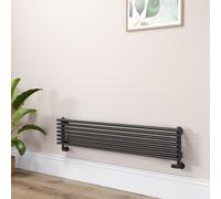 Ventura Linea Midnight Black Oval Unique Designer Radiator 245x1200mm Single Panel 1553 BTU - Horizontal Bars