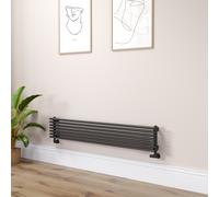 Ventura Linea Midnight Black Oval Unique Designer Radiator 245x1400mm Single Panel 1860 BTU - Horizontal Bars